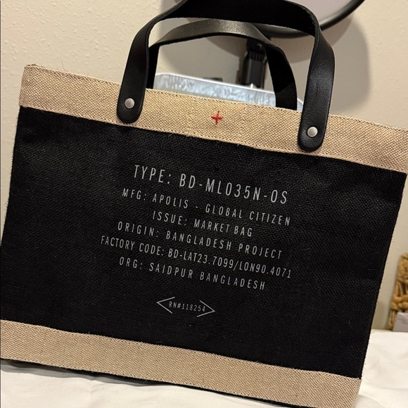 Apolis Merci Beaucoup Black and Tan Tote Bag - Picture 4 of 5